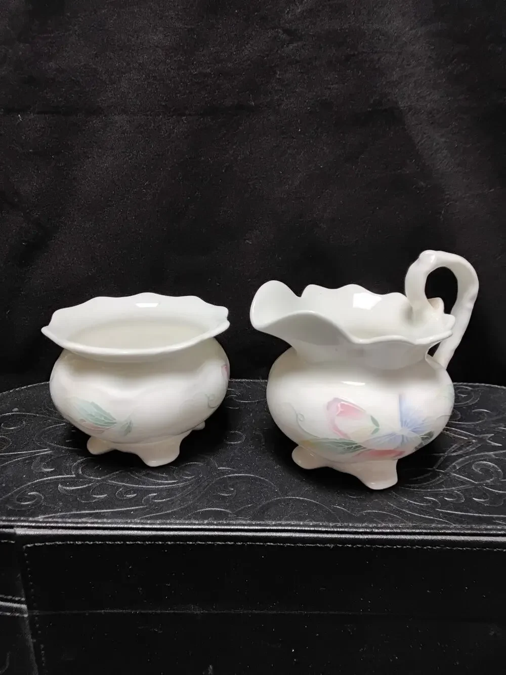 Ainsley creamer and sugar Little Sweetheart pattern Bone China